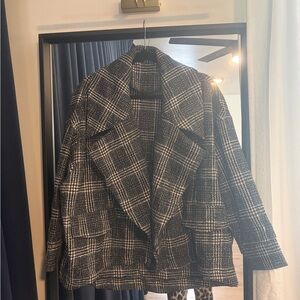 Plaid Black and White Women's Jacket